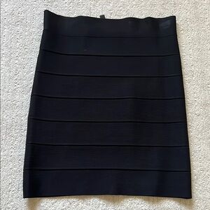 Black Ribbed Mini Skirt for Work